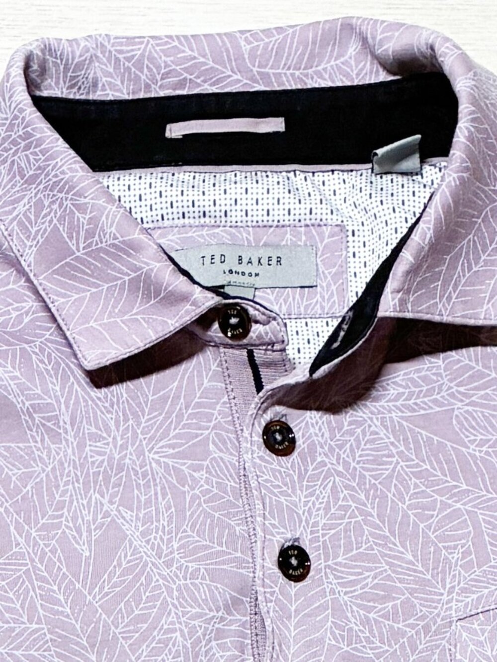 Ted Baker London Men's Vaness Lilac Tropical Leaf Print Polo Shirt 5 XL